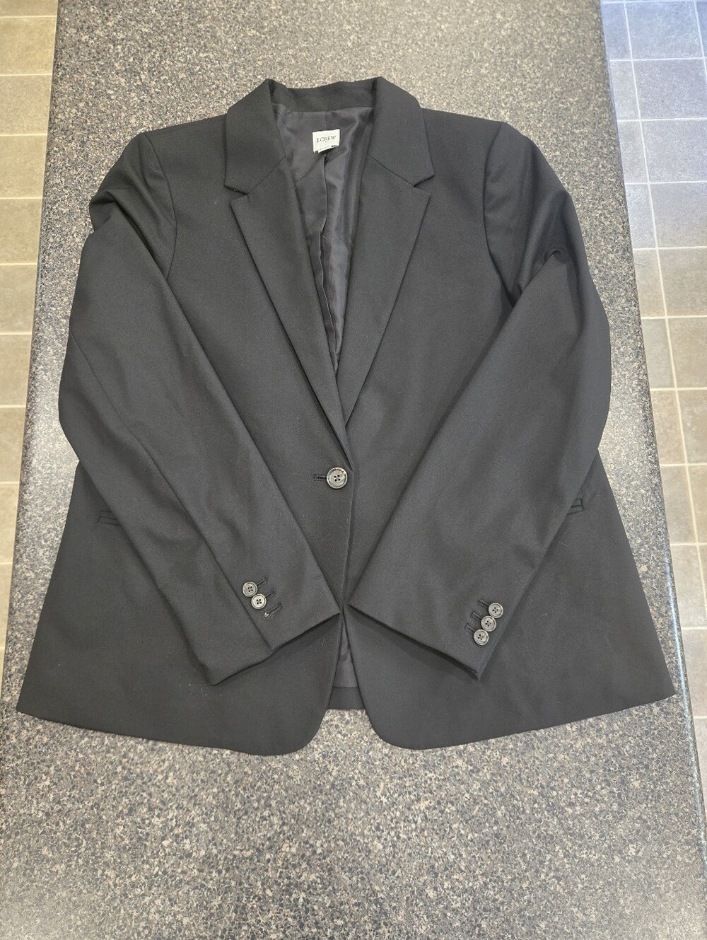 J.Crew Factory Black One Button Blazer Size 14 Stretch Suiting